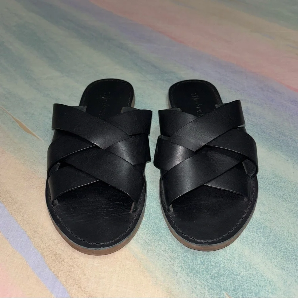Madewell the Broadwalk Woven Slide black size 6